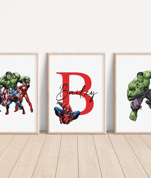 Cuadros Decorativos infantiles Modernos Superheroes Personajes personalizados con nombre