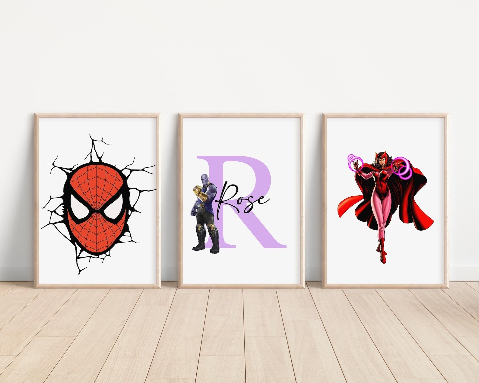 Cuadros Decorativos infantiles Modernos Superheroes Personajes personalizados con nombre