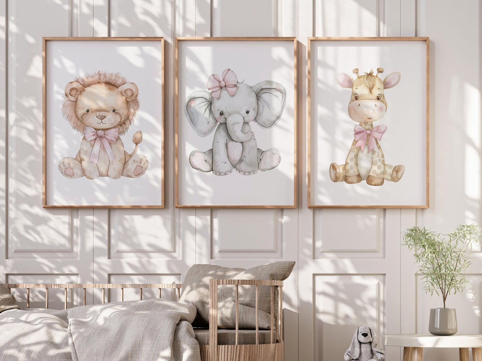 Cuadros Decorativos infantiles Modernos animales niña acuarela moño