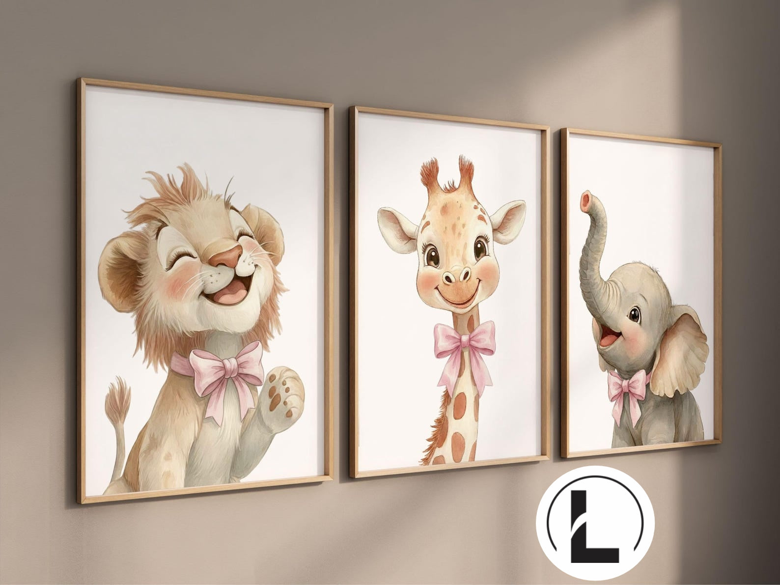 Cuadros Decorativos infantiles Modernos animales ilustracion niña moño rosado