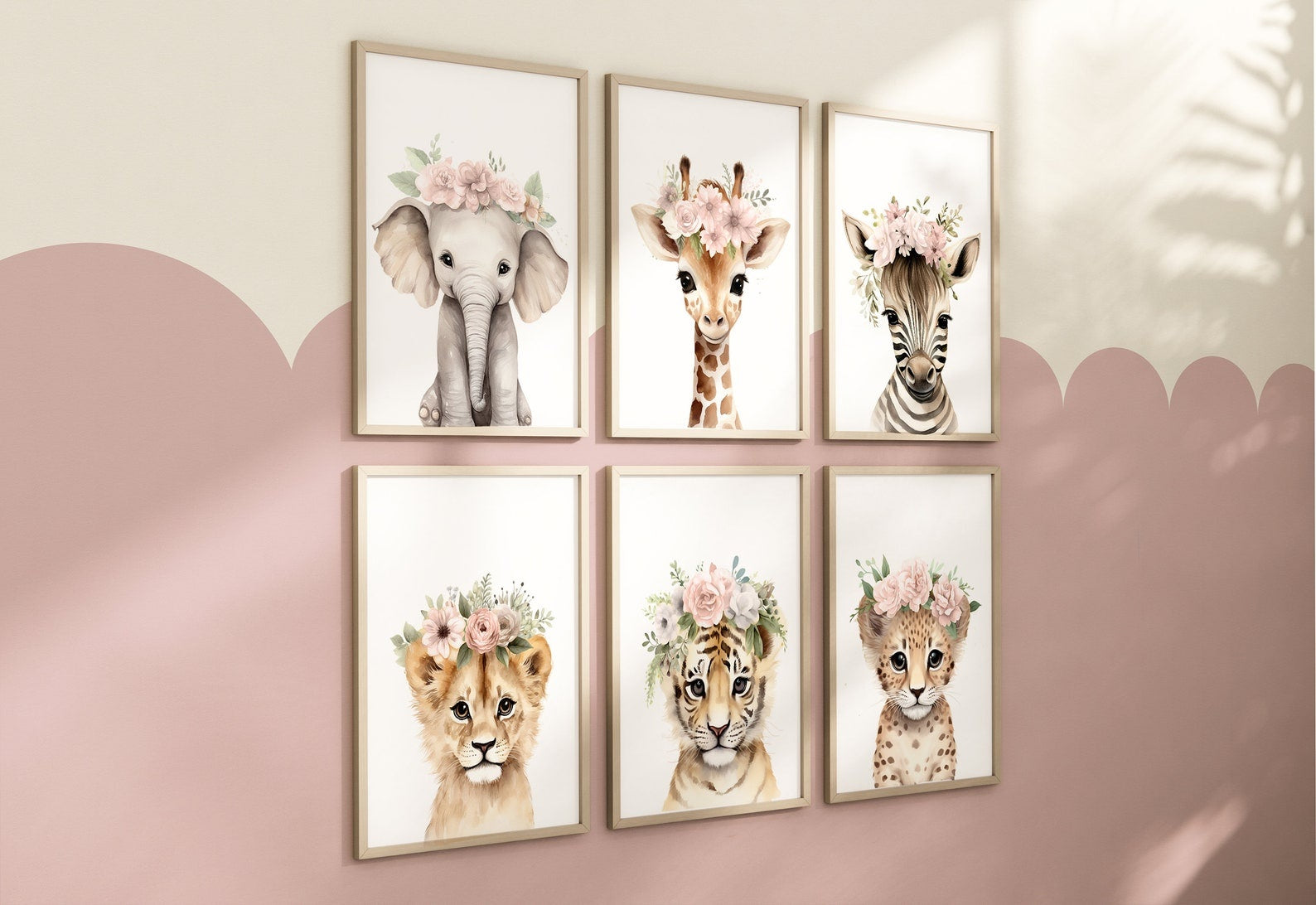 Cuadros Decorativos infantiles Modernos animales personalizados con flores niña con nombre