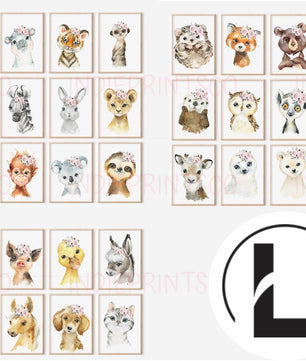 Cuadros Decorativos infantiles Modernos animales personalizados con flores niña con nombre 2