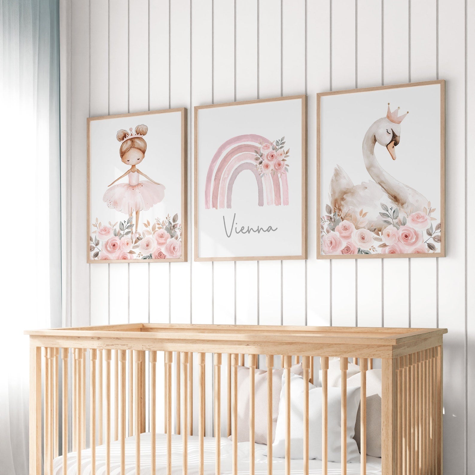 Cuadros Decorativos infantiles Modernos Flores, bailarina, cisne, arcoiris y nombre