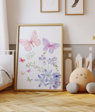 Cuadros Decorativos infantiles Modernos Flores de mariposas con nombre
