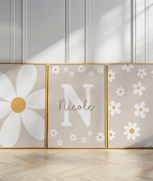 Cuadros Decorativos infantiles Modernos Flores margaritas con nombre