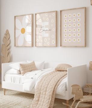 Cuadros Decorativos infantiles Modernos Flores margaritas blancas organizadas con nombre