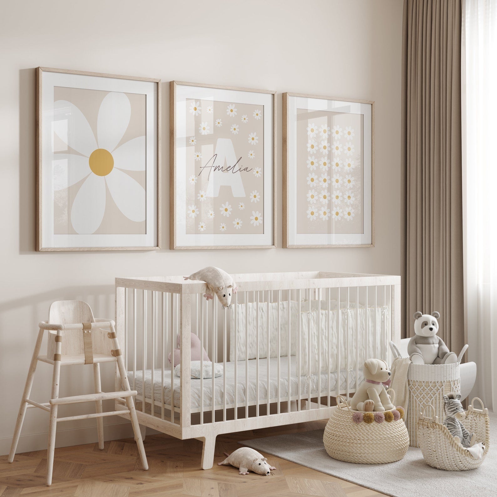 Cuadros Decorativos infantiles Modernos Flores margaritas blancas organizadas con nombre