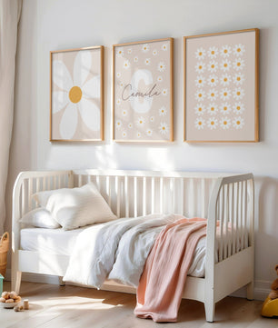 Cuadros Decorativos infantiles Modernos Flores margaritas blancas organizadas con nombre