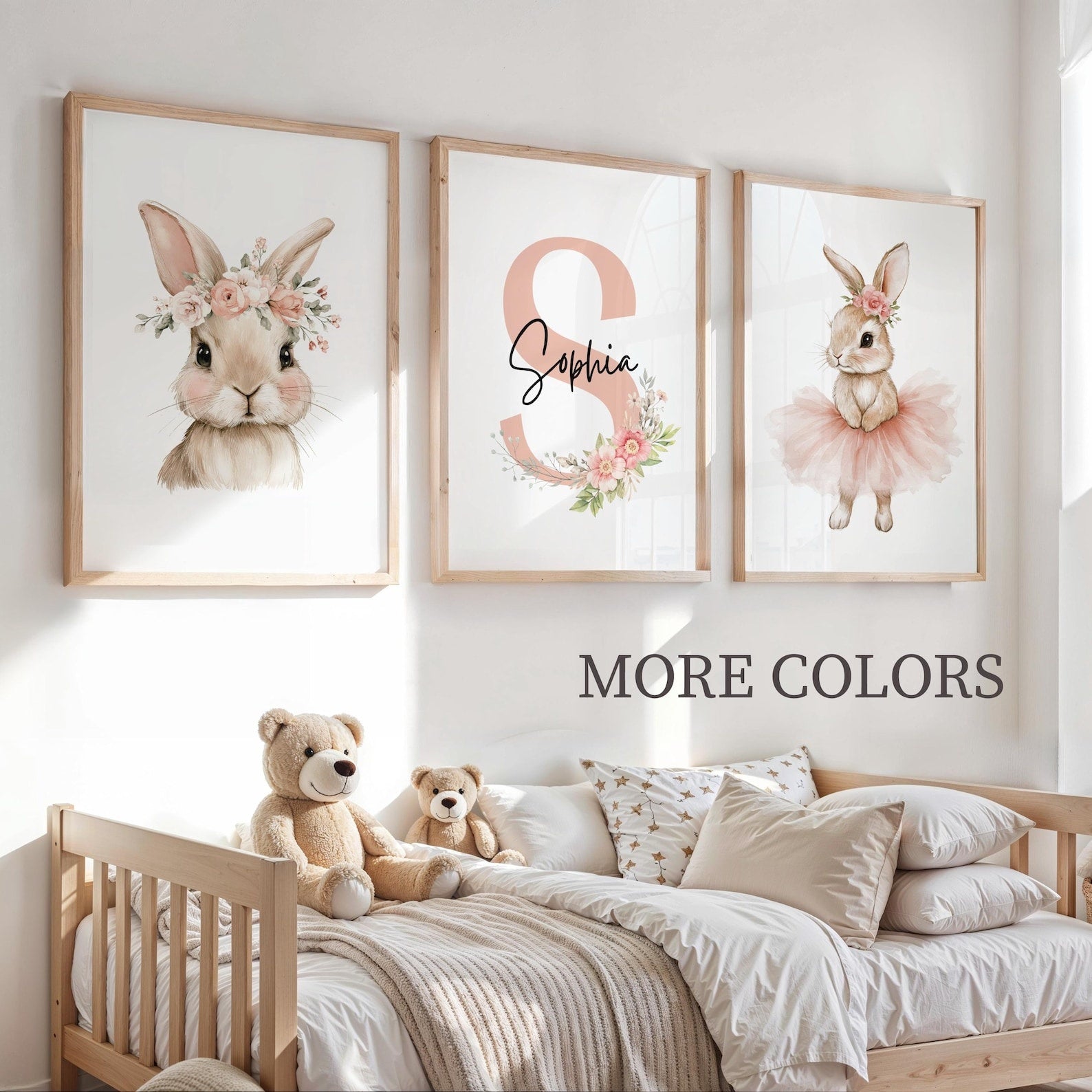Cuadros Decorativos infantiles Modernos Coneja con flores y tutu con nombre