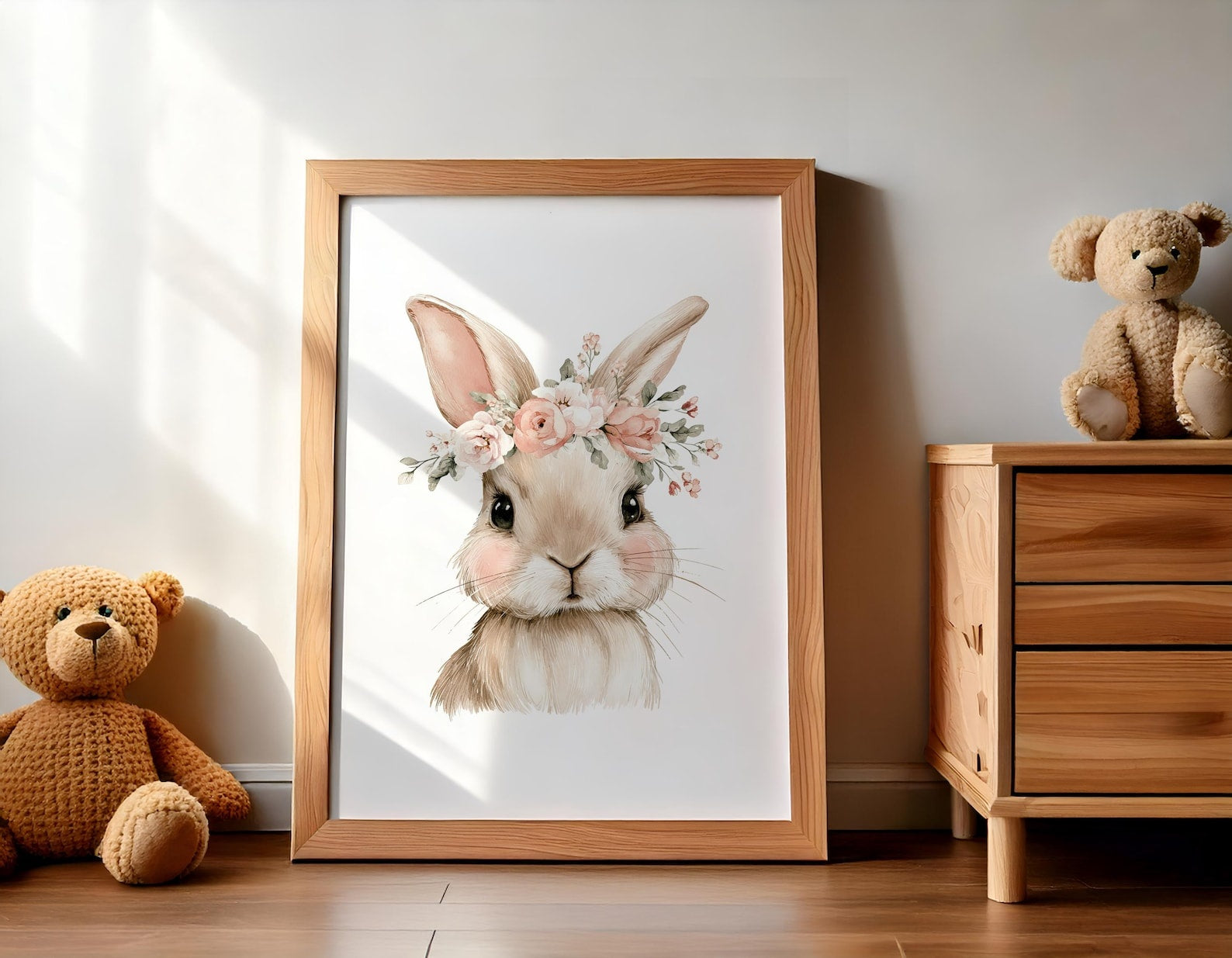 Cuadros Decorativos infantiles Modernos Coneja con flores y tutu con nombre