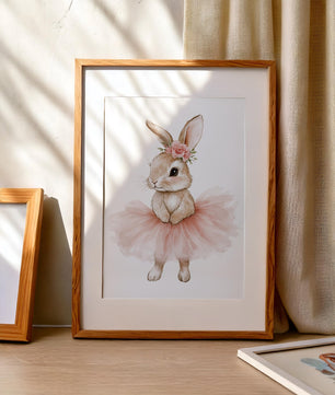 Cuadros Decorativos infantiles Modernos Coneja con flores y tutu con nombre