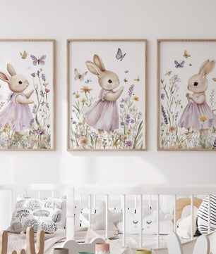 Cuadros Decorativos infantiles Modernos Coneja moradas en jardin