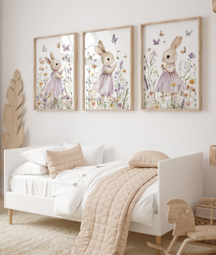 Cuadros Decorativos infantiles Modernos Coneja moradas en jardin