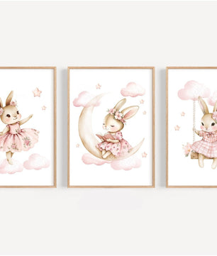 Cuadros Decorativos infantiles Modernos Coneja en el cielo con nubes