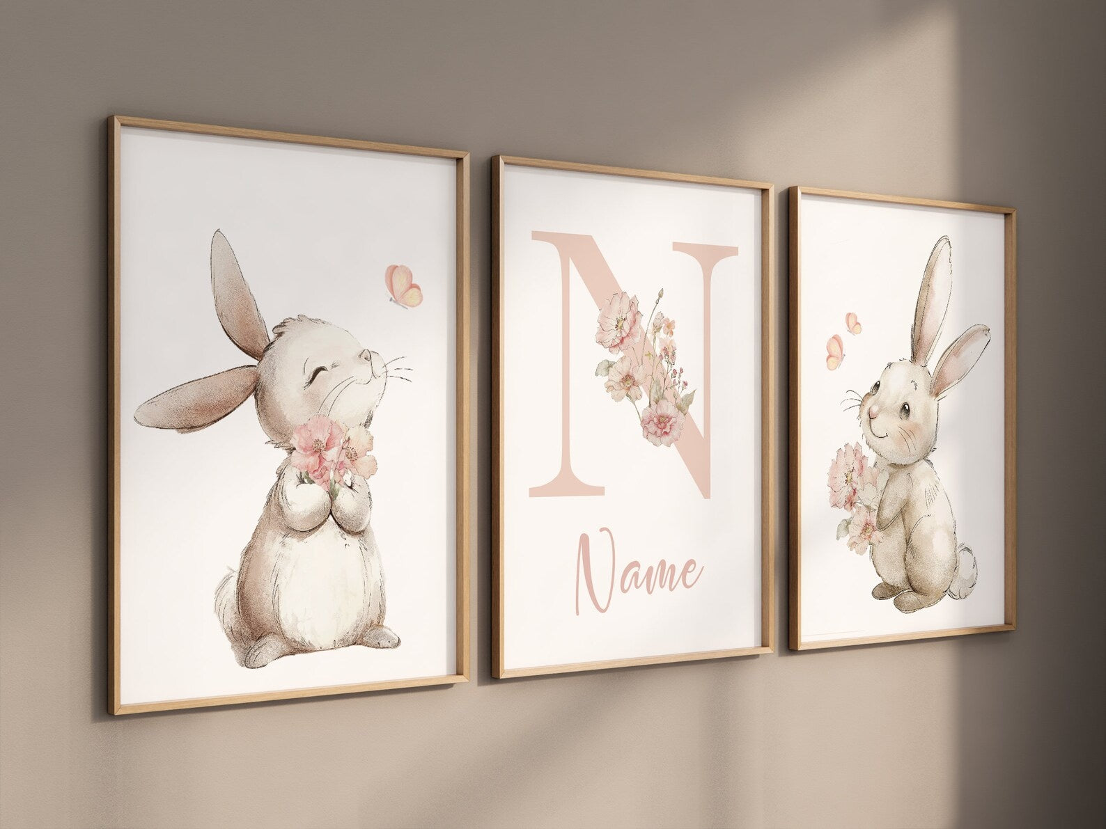 Cuadros Decorativos infantiles Modernos Coneja con flores y nombre