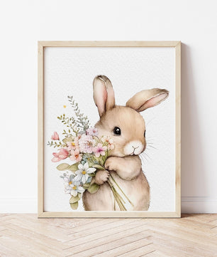 Cuadros Decorativos infantiles Modernos Coneja con flores y nombre personalizado