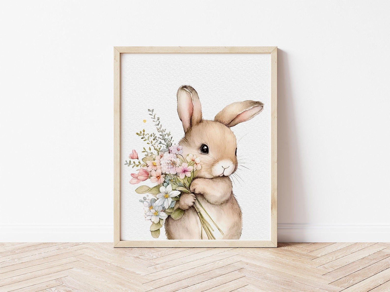 Cuadros Decorativos infantiles Modernos Coneja con flores y nombre personalizado
