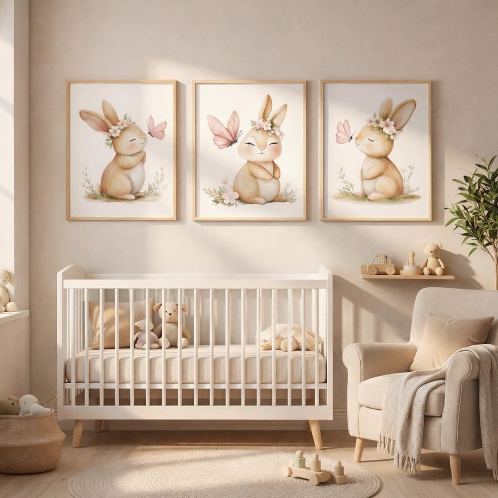 Cuadros Decorativos infantiles Modernos Coneja con mariposa