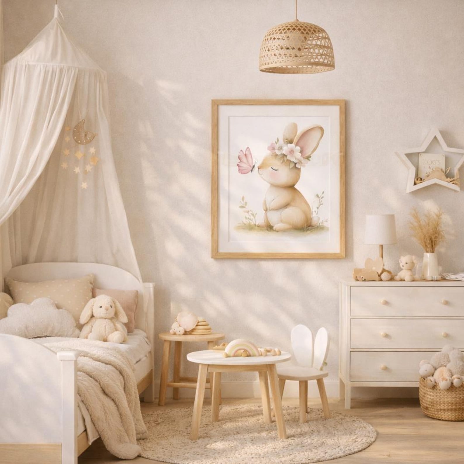 Cuadros Decorativos infantiles Modernos Coneja con mariposa