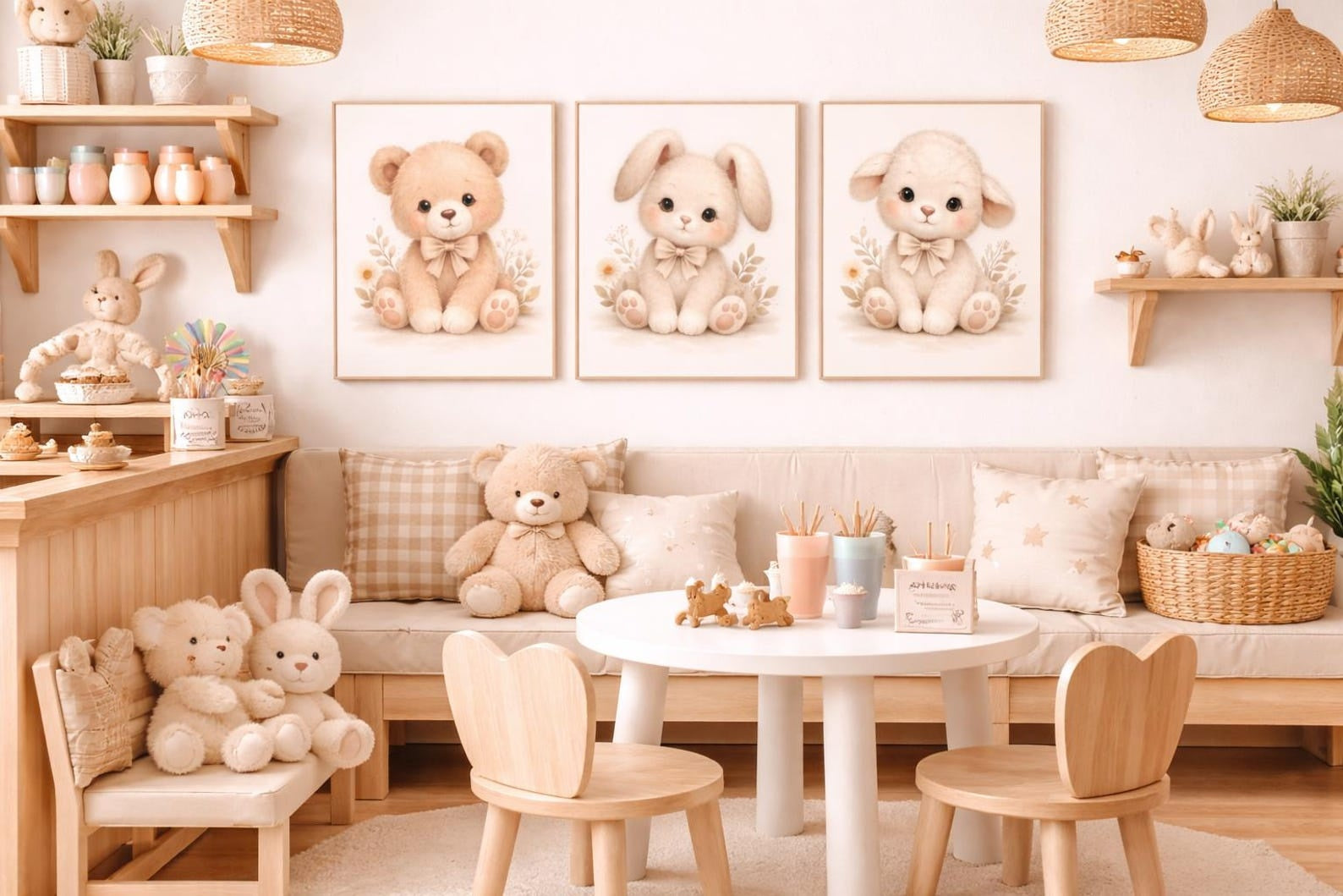 Cuadros Decorativos infantiles Modernos Coneja, osita y oveja tiernas