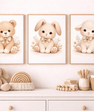 Cuadros Decorativos infantiles Modernos Coneja, osita y oveja tiernas