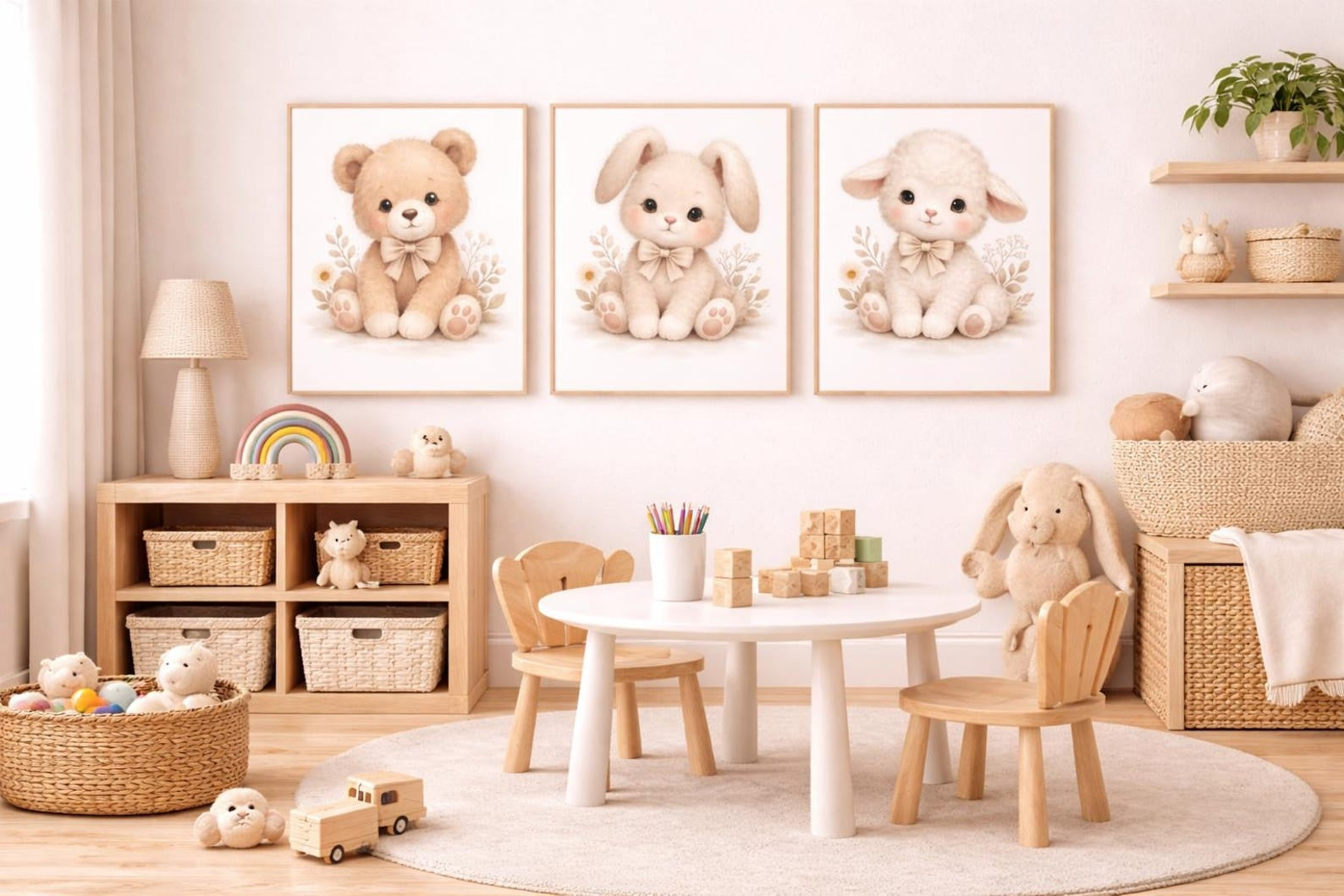 Cuadros Decorativos infantiles Modernos Coneja, osita y oveja tiernas