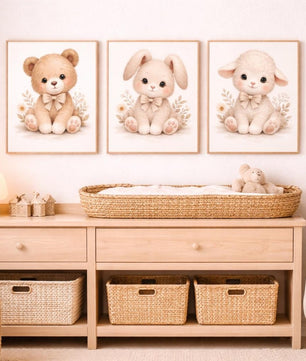 Cuadros Decorativos infantiles Modernos Coneja, osita y oveja tiernas