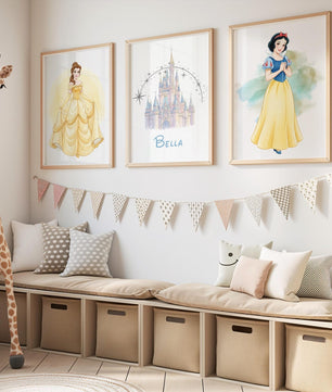 Cuadros Decorativos infantiles Modernos de princesas personalizadas con nombre