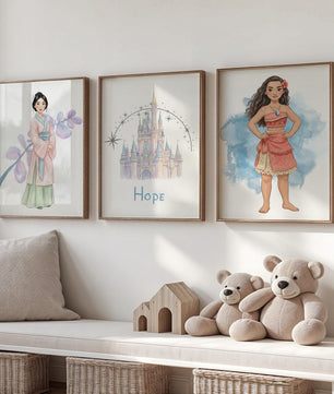 Cuadros Decorativos infantiles Modernos de princesas personalizadas con nombre