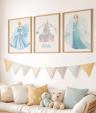 Cuadros Decorativos infantiles Modernos de princesas personalizadas con nombre