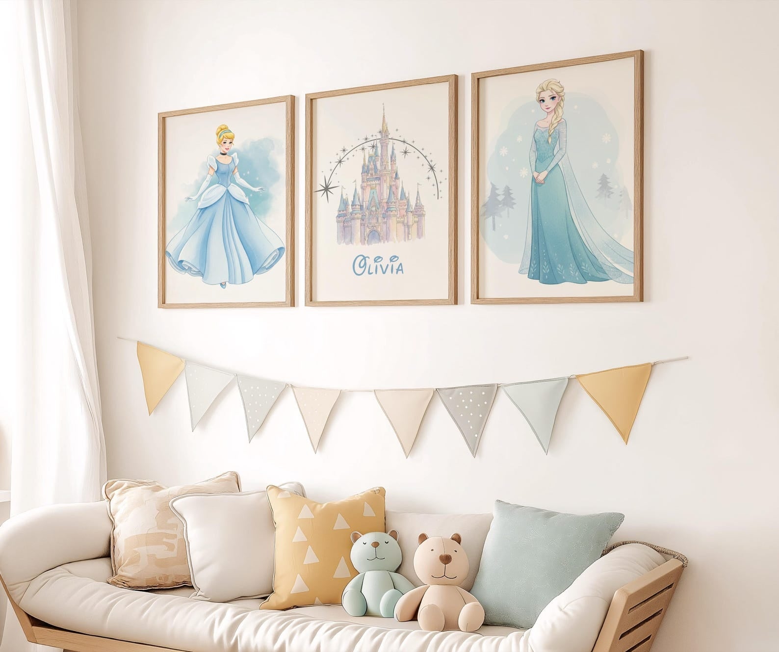 Cuadros Decorativos infantiles Modernos de princesas personalizadas con nombre
