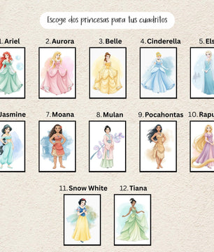 Cuadros Decorativos infantiles Modernos de princesas personalizadas con nombre