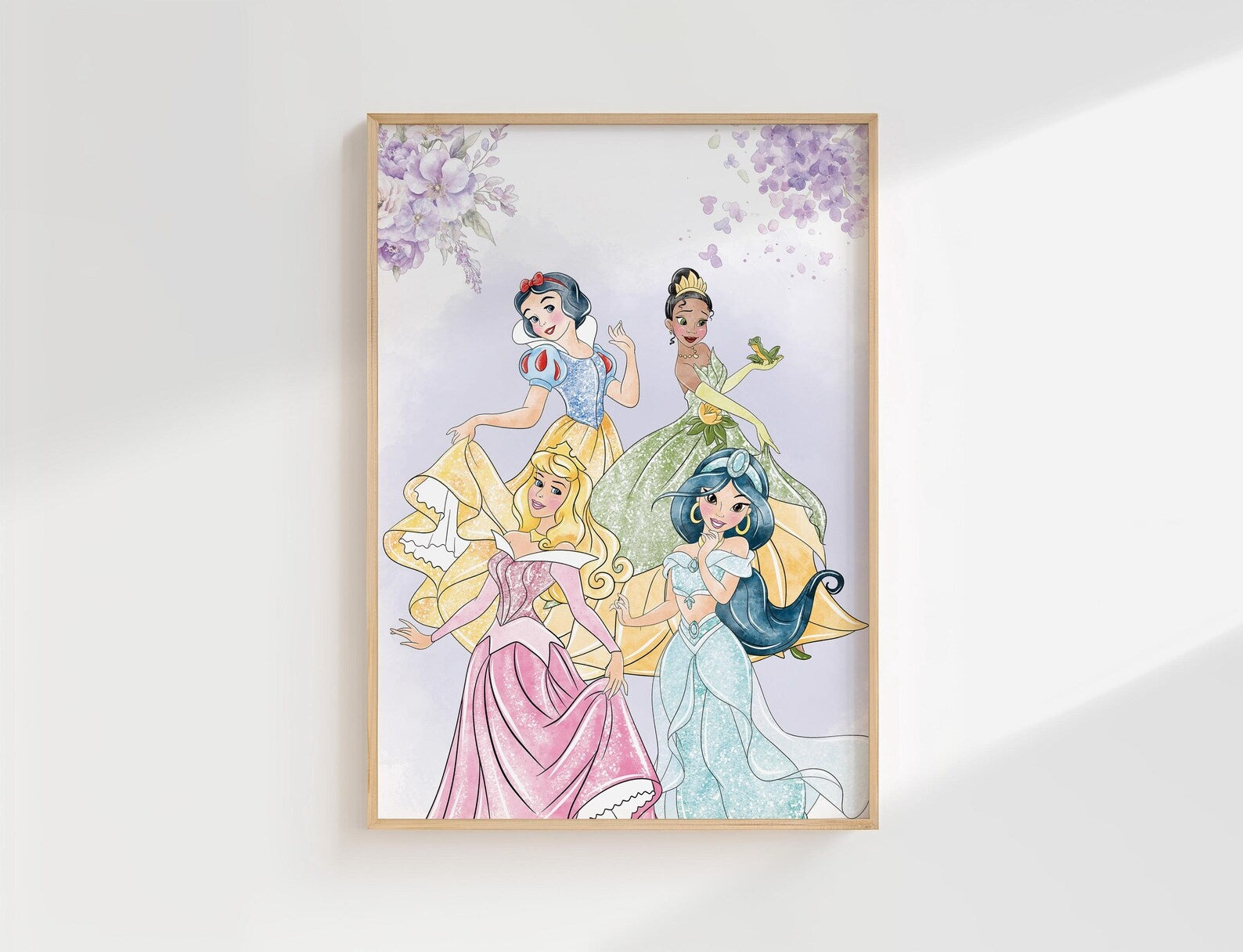 Cuadros Decorativos infantiles Modernos de princesas  con nombre moradas