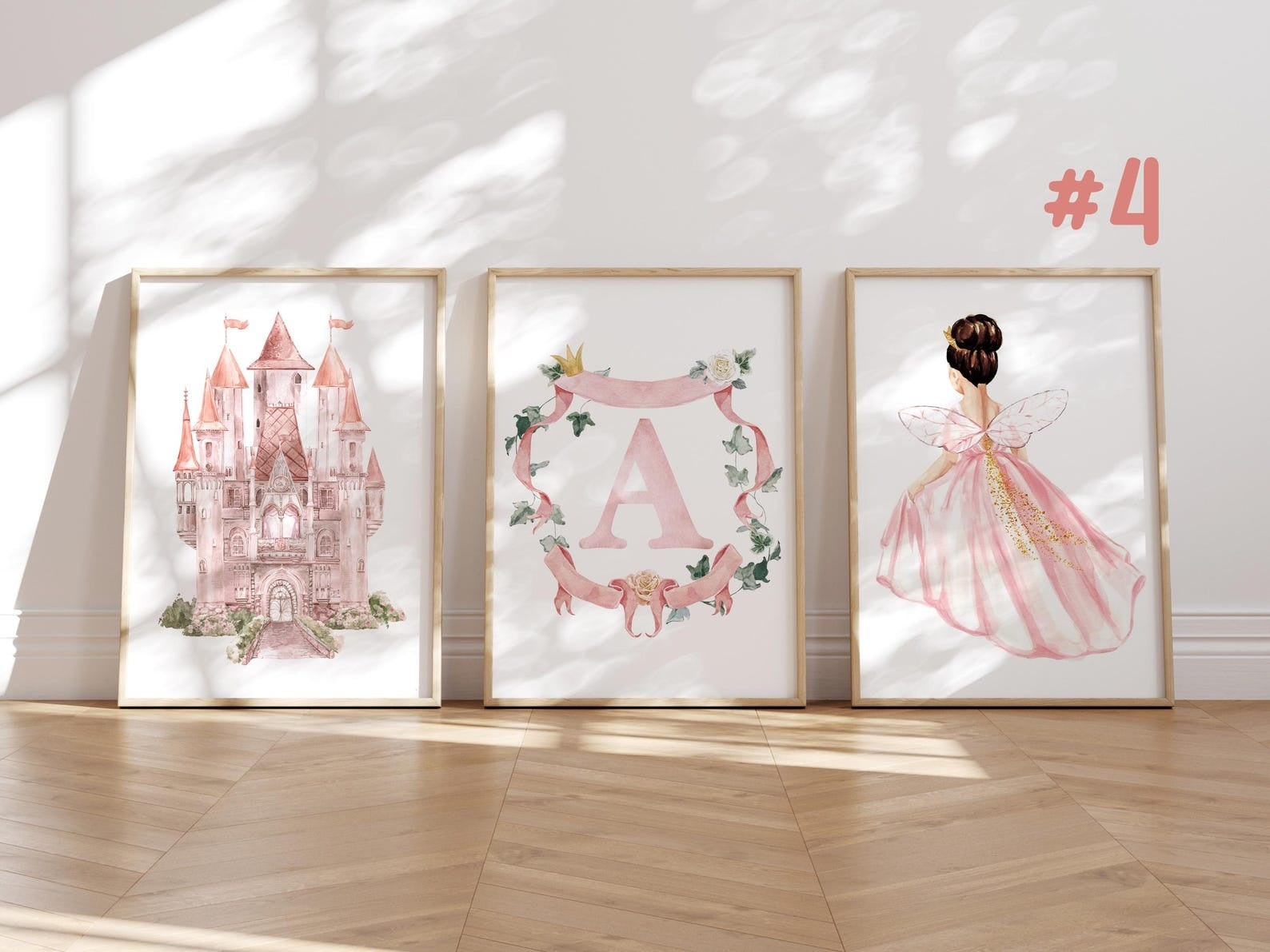 Cuadros Decorativos infantiles Modernos de princesas castillo e inicial