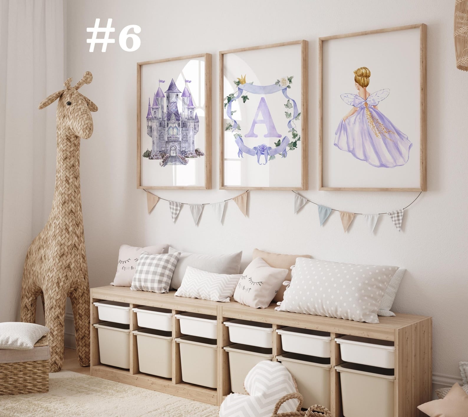 Cuadros Decorativos infantiles Modernos de princesas castillo e inicial