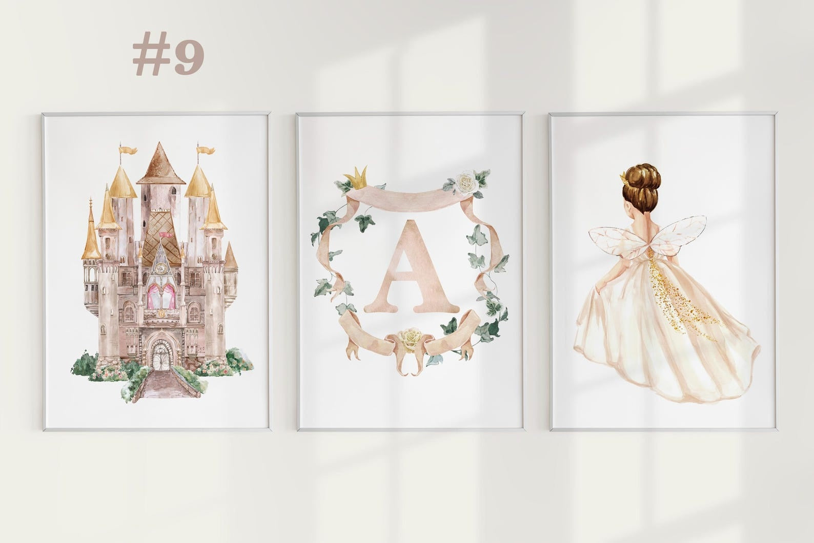 Cuadros Decorativos infantiles Modernos de princesas castillo e inicial