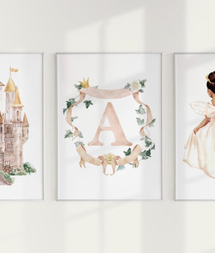 Cuadros Decorativos infantiles Modernos de princesas castillo e inicial