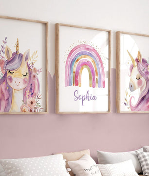 Cuadros Decorativos infantiles Modernos de princesas unicornio