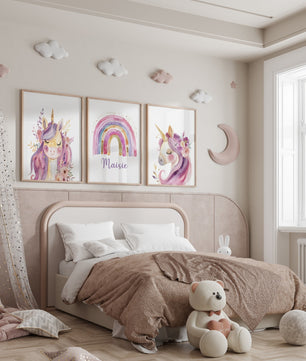 Cuadros Decorativos infantiles Modernos de princesas unicornio