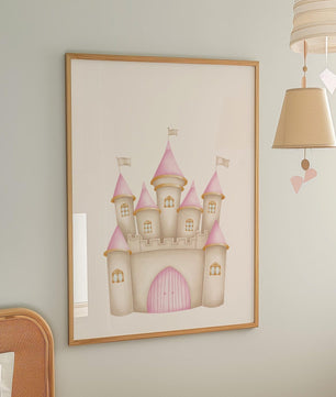 Cuadros Decorativos infantiles Modernos de princesas ilustracion castillo, carrueaje y nombre