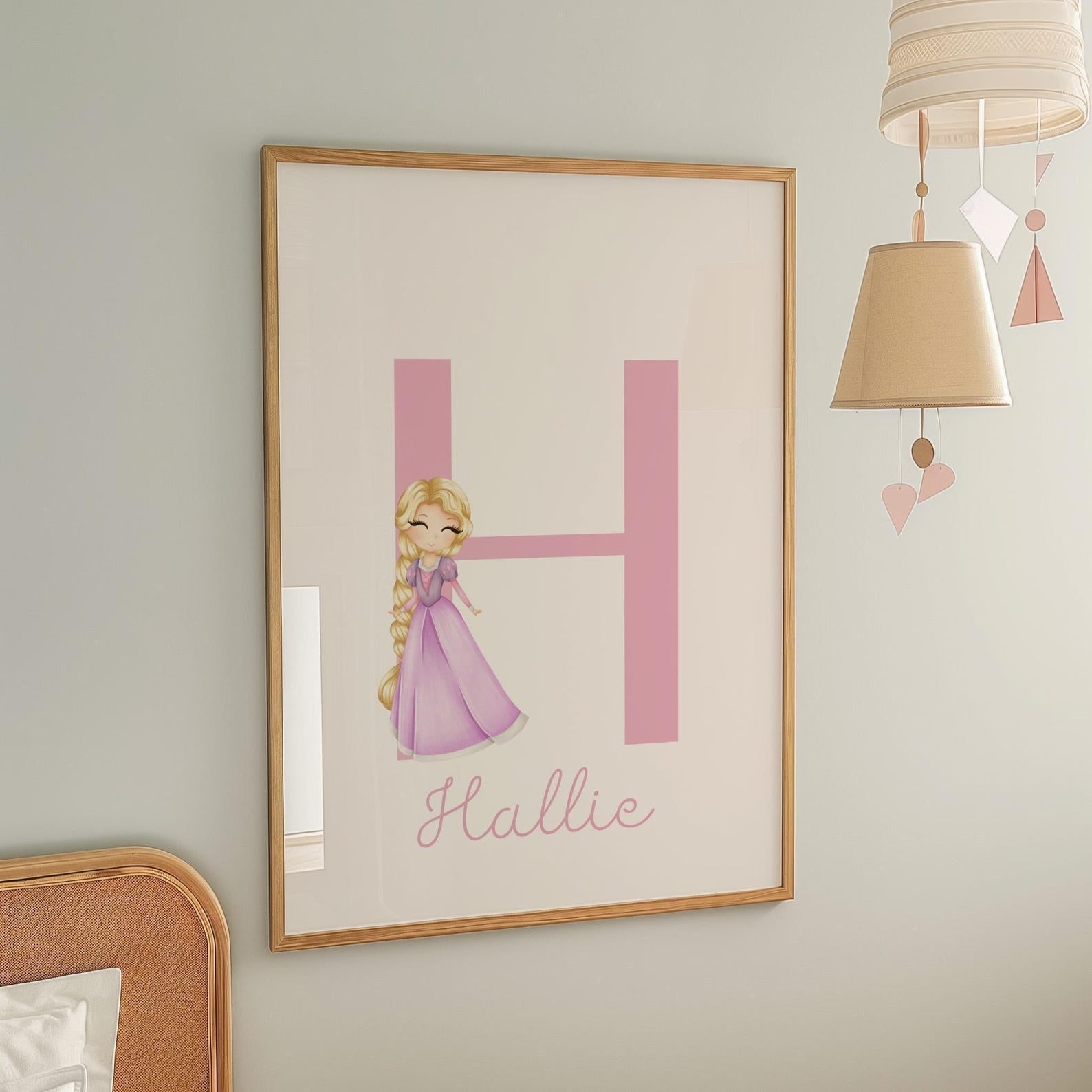 Cuadros Decorativos infantiles Modernos de princesas ilustracion castillo, carrueaje y nombre