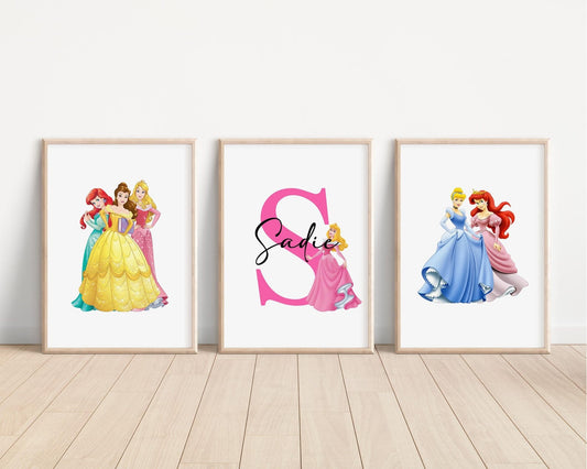 Cuadros Decorativos infantiles Modernos de princesas diseños variados con nombre