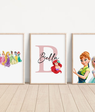 Cuadros Decorativos infantiles Modernos de princesas diseños variados con nombre