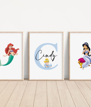 Cuadros Decorativos infantiles Modernos de princesas diseños variados con nombre