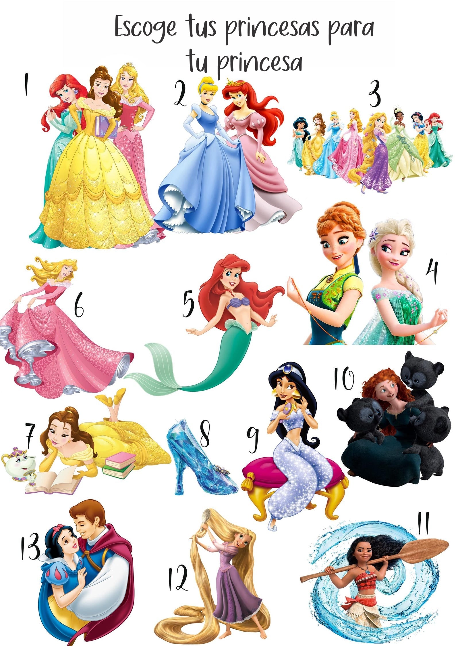 Cuadros Decorativos infantiles Modernos de princesas diseños variados con nombre