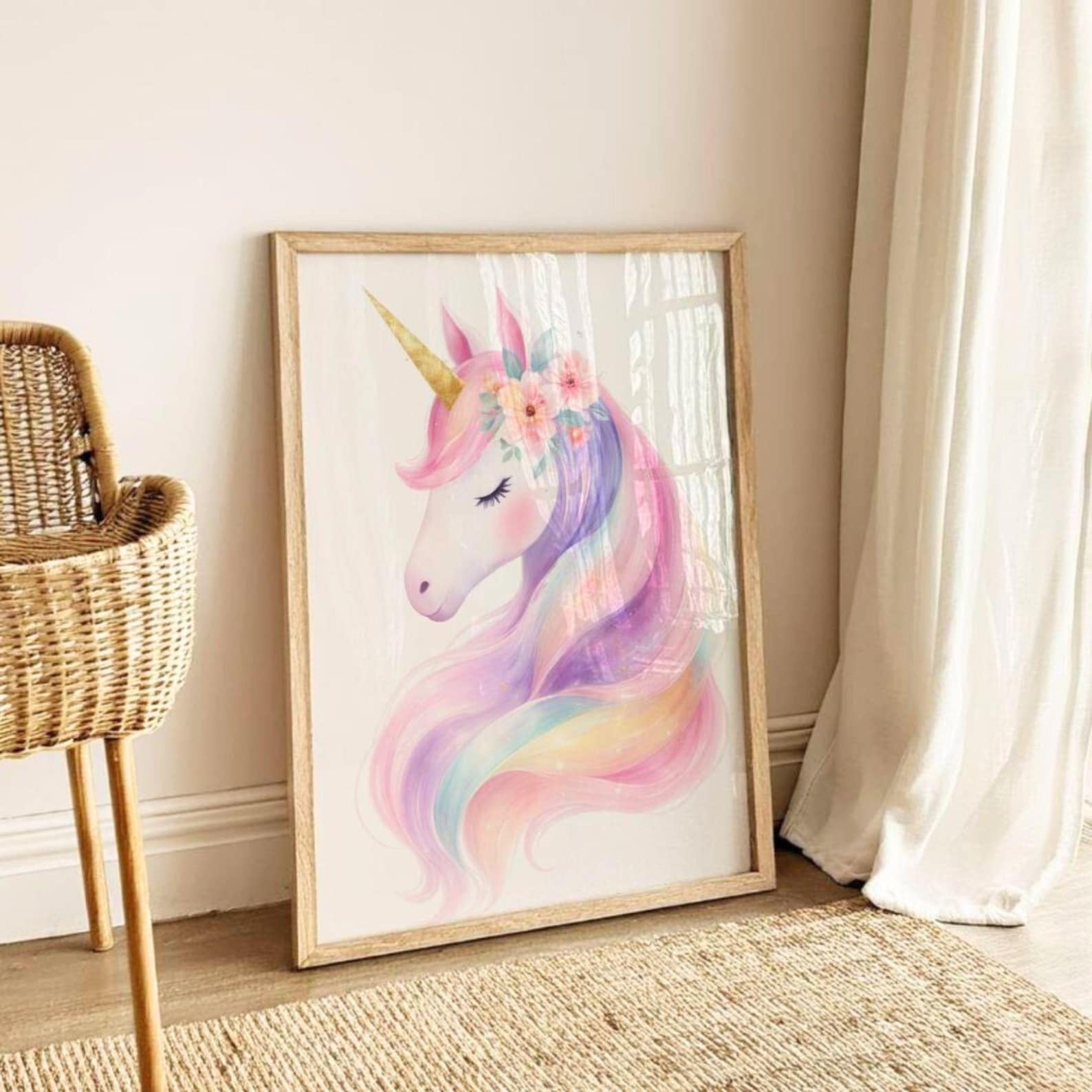 Cuadros Decorativos infantiles Modernos de princesas arcoiris y unicornio