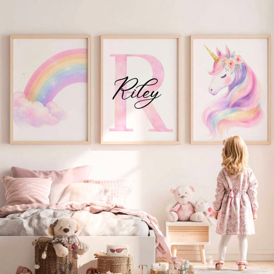 Cuadros Decorativos infantiles Modernos de princesas arcoiris y unicornio