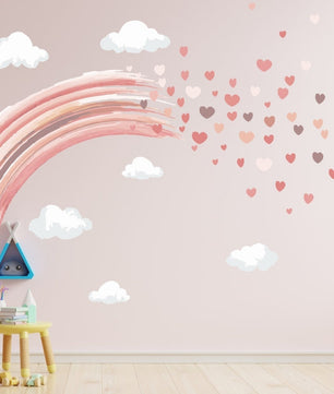 Vinilos decorativos Adhesivos infantiles de Pared arcoiris con corazones