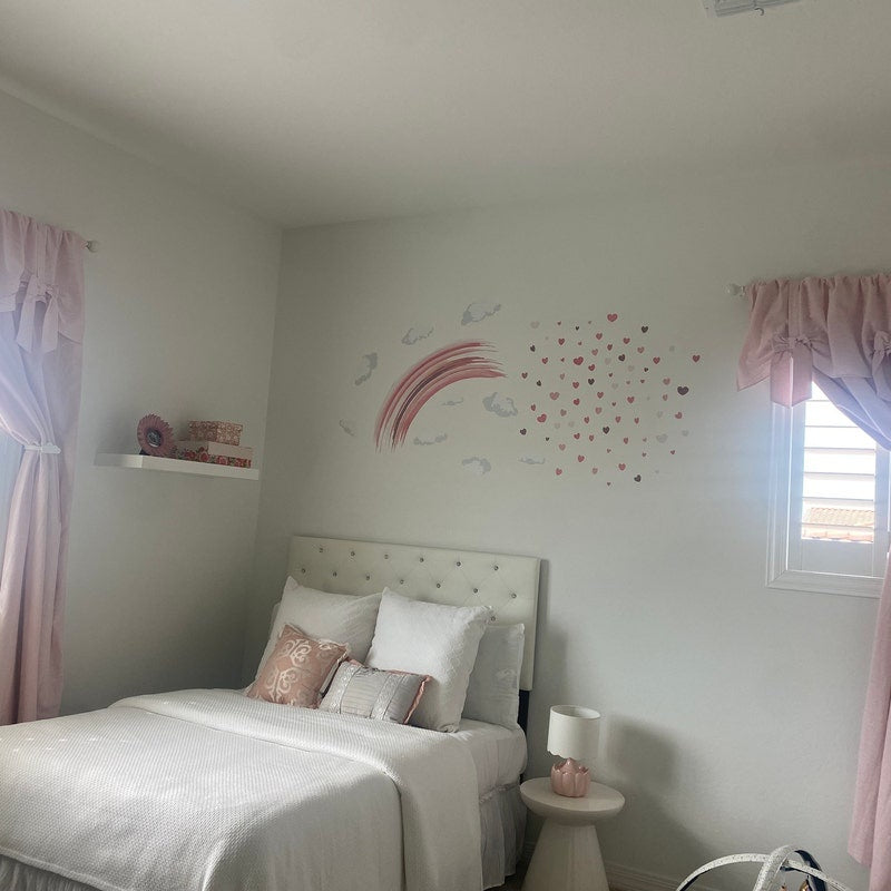 Vinilos decorativos Adhesivos infantiles de Pared arcoiris con corazones