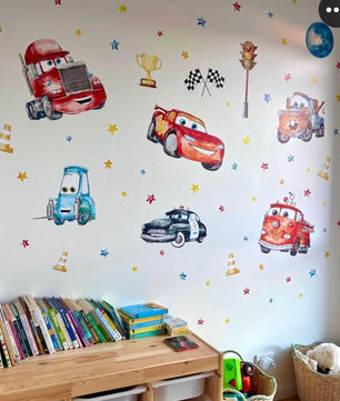 Vinilos decorativos Adhesivos infantiles de Pared Carro cars acuarela